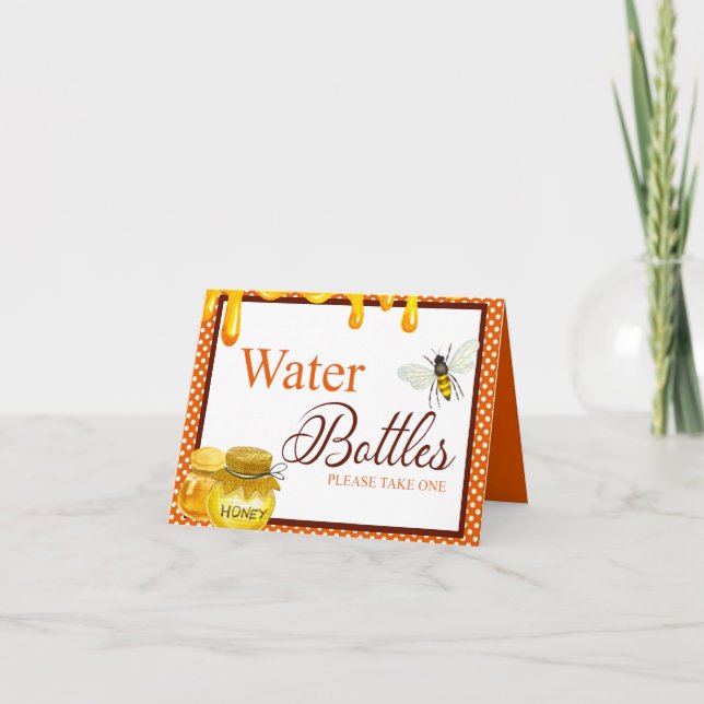 Sweet Honeybee Baby Shower Water Bottle Table Card (Front)