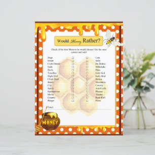 Sweet Honeybee Baby Shower Would Mummy Rather Game
