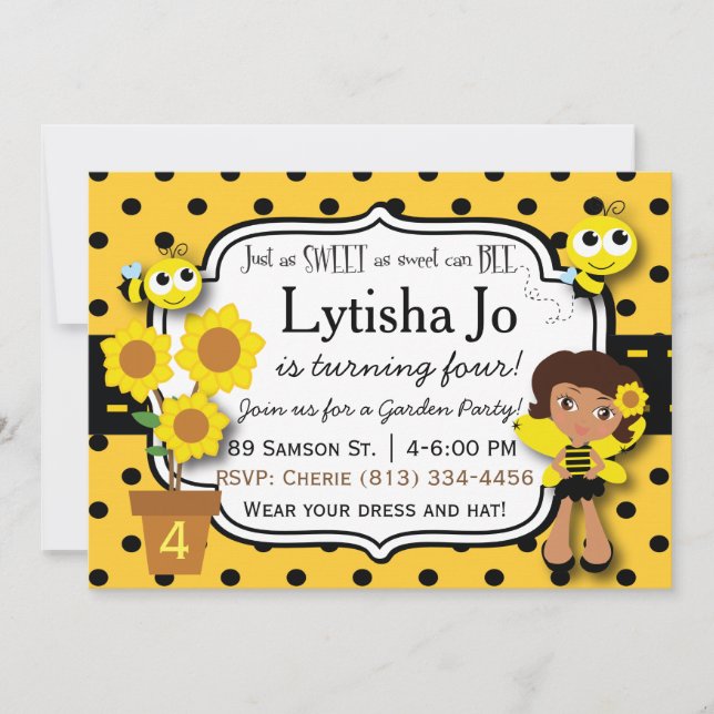 Sweet Honeybee Invitation (Front)