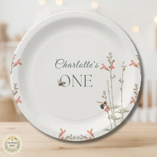 Sweet Honeybee Wildflower Girls First Birthday Paper Plate