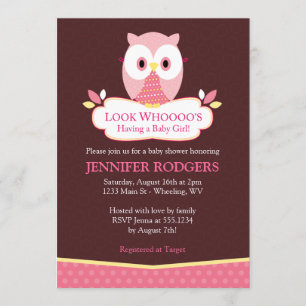 Sweet Hoot Owl Baby Shower Invitations - Pink