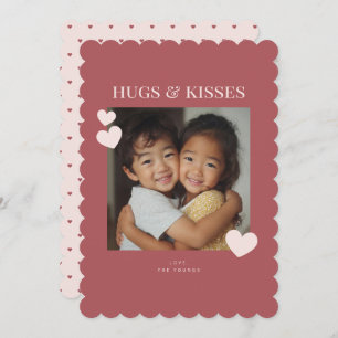 Sweet Hugs and Kisses Heart Photo Holiday Card