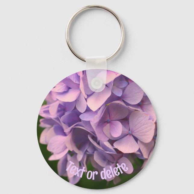 Sweet Hydrangea Flower Personalised Key Ring (Front)
