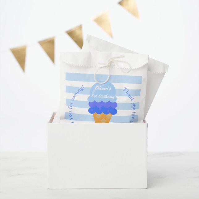 Sweet ice cream 1st birthday party blue boy favour bags (Party)