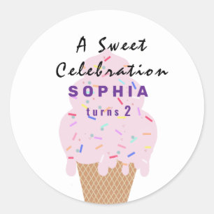 Sweet Ice Cream Birthday Classic Round Sticker