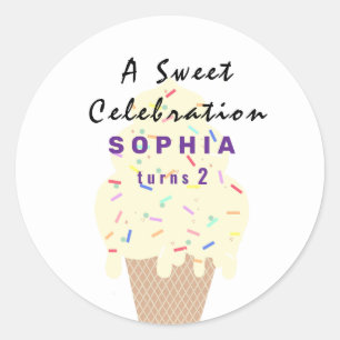 Sweet Ice Cream Birthday  Classic Round Sticker