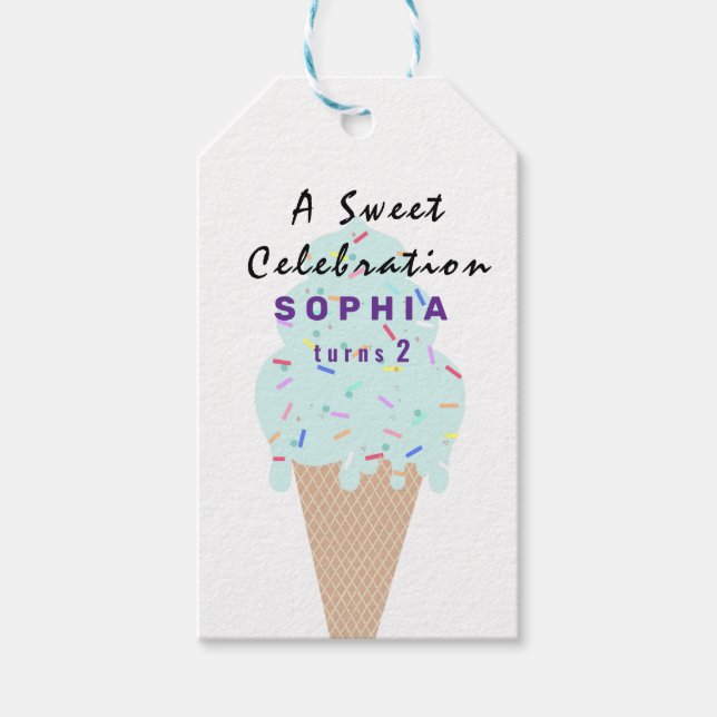 Sweet Ice Cream Birthday  Gift Tags (Front)