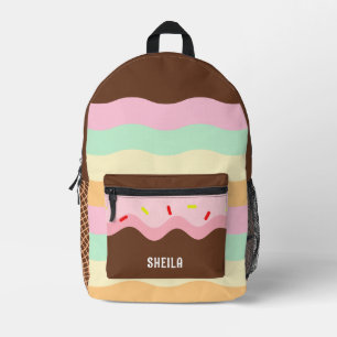 Sweet Ice Cream Colour Custom Name Printed Backpac Backpack