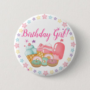 Sweet Ice Cream, Donut Birthday, Any Age     6 Cm Round Badge
