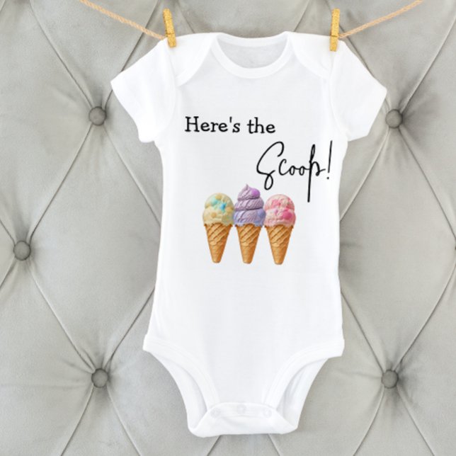 Sweet Ice Cream Summer Here Scoop Baby Shower Baby Bodysuit (Creator Uploaded)
