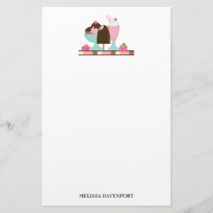 Sweet Ice Cream Sundae & Strawberry Float Stationery