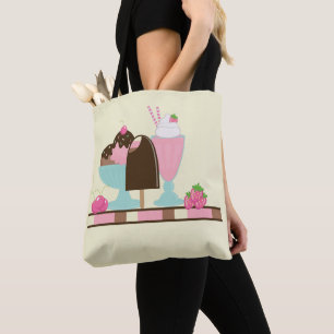 Sweet Ice Cream Sundae & Strawberry Float Tote Bag
