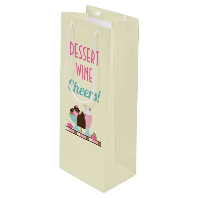 Sweet Ice Cream Sundae & Strawberry Float Wine Gift Bag (Front Angled)
