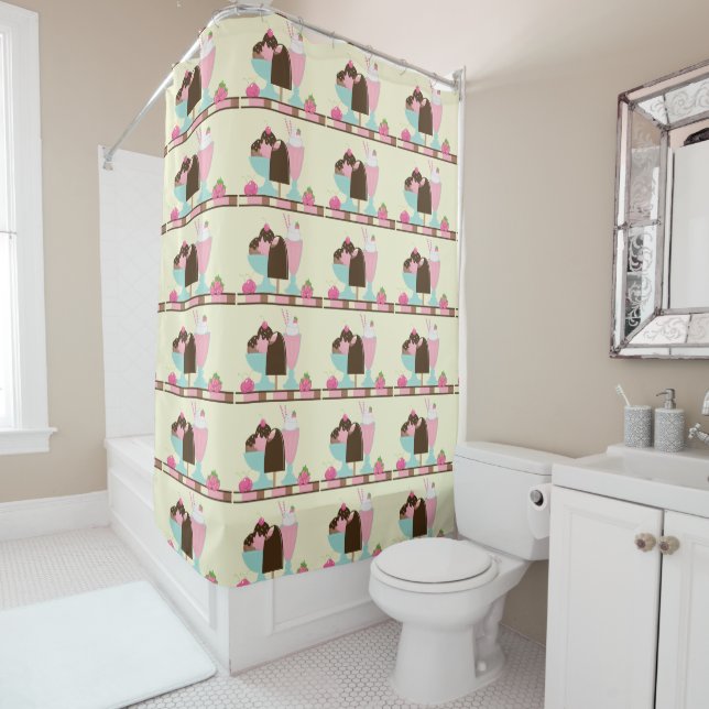 Sweet Ice Cream Treats Pattern Shower Curtain (In Situ)