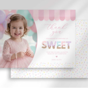 Sweet Ice Cream Truck Birthday Thank You Card
