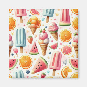 Sweet Ice Creams Pattern Magnet