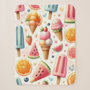 Sweet Ice Creams Pattern Sherpa Blanket