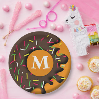 Sweet Indulgence - Personalised Doughnut Monogram Paper Plate