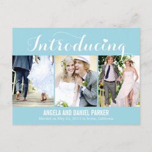 Sweet Introduction Wedding Announcement - Blue Postcard