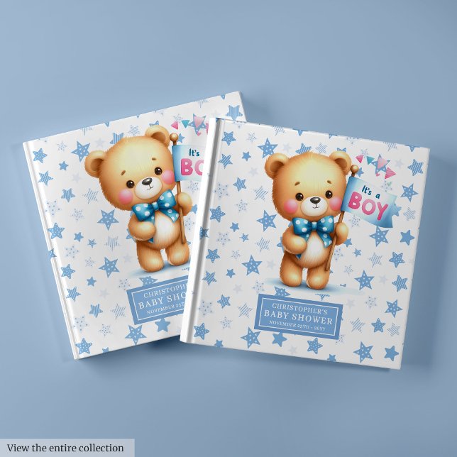 Sweet It’s a boy teddy bear guest book for baby (Gentle It’s a boy teddy bear baby shower memory book)