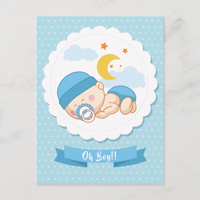 Sweet "It's A Boy" Baby Shower Postcard Invitation (Front)