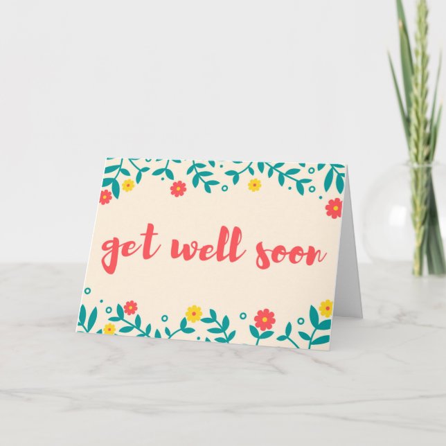 Sweet Ivory Floral Get Well Soon Greeting Card (Front)