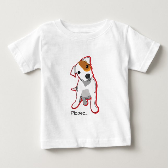 Sweet Jack Russell Puppie "Please" Baby T-Shirt (Front)