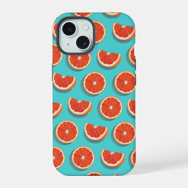 Sweet Juicy Orange Pattern iPhone 15 Case (Back)