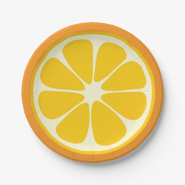 Sweet Juicy Orange Tropical Citrus Fruit Slice Paper Plate (Front)