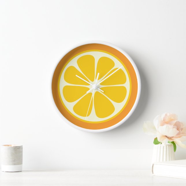 Sweet Juicy Orange Tropical Fruit Slice Kitchen Clock (Home)