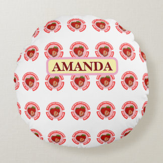 Sweet Juicy Strawberries Summer Fruit Round Cushion