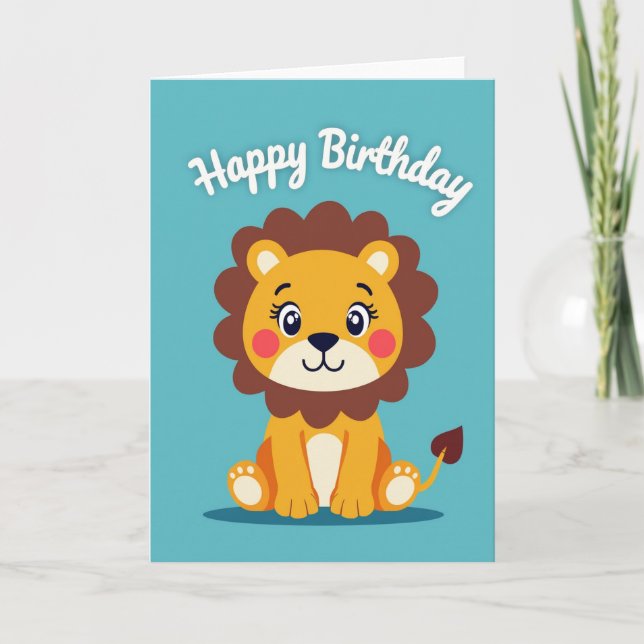Sweet Jungle Cat Birthday Card (Front)
