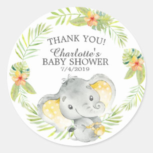 Sweet Jungle Elephant Baby Shower Thank You Favour Classic Round Sticker