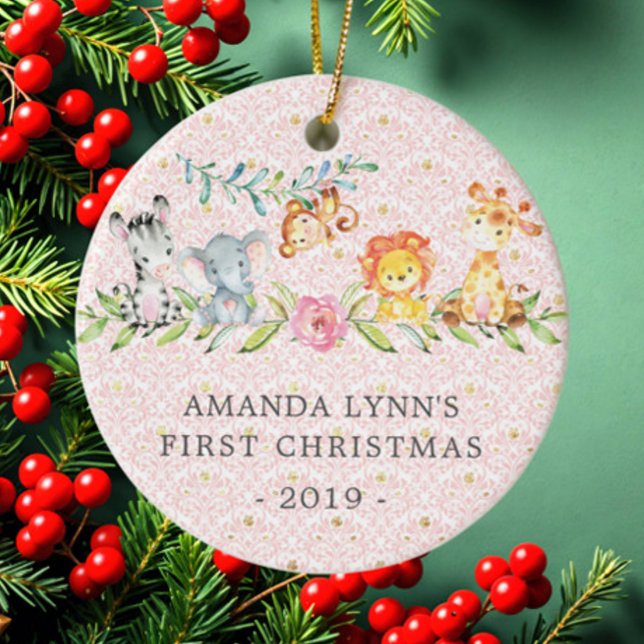Sweet Jungle Photo Baby's First Christmas Ornament (Creator Uploaded)