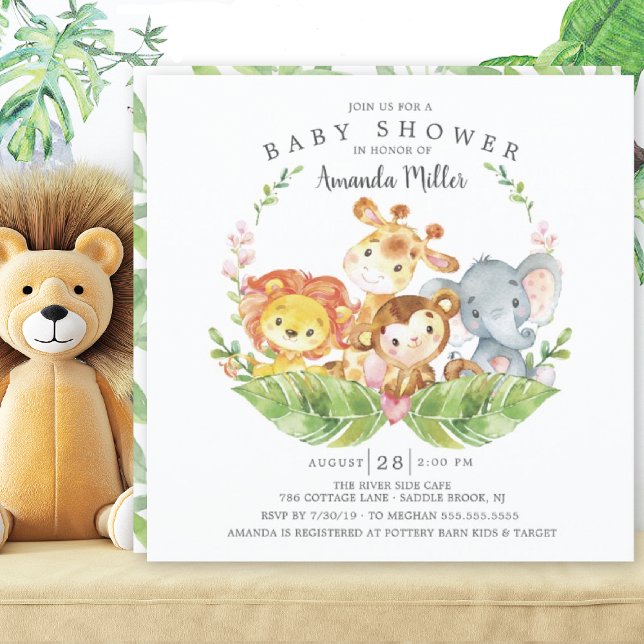 Sweet Jungle Safari Animals Baby Shower Invitation (Creator Uploaded)