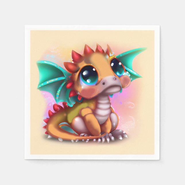 Sweet Kawaii Baby Dragon Napkin (Front)