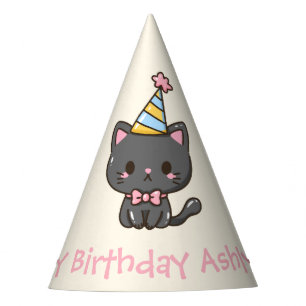 Sweet Kawaii Black Cat Birthday Party Hat