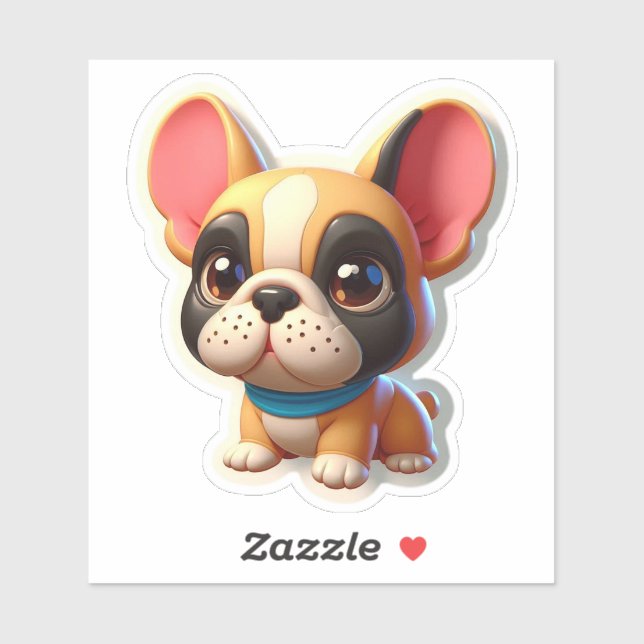 Sweet Kawaii French Bulldog Puppy with Blue Scarf (Sheet)