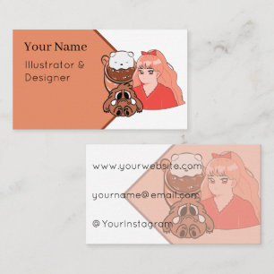 Sweet Kawaii Melancholy - Anime Girl & Cute Creatu Business Card