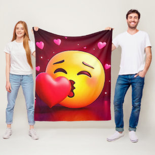 Sweet Kiss Heart Emoji Fleece Blanket