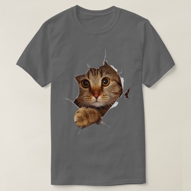 Sweet Kitten Torn Cloth - Funny Cat Lover Cat Owne T-Shirt (Design Front)