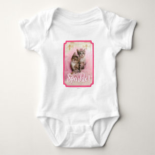 Sweet Kittens in Tiaras and Pink Sparkly Tutu Baby Bodysuit