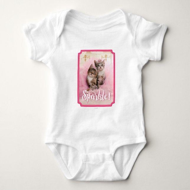 Sweet Kittens in Tiaras and Pink Sparkly Tutu Baby Bodysuit (Front)