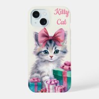 Sweet Kitty Cat Big Pink Bow
