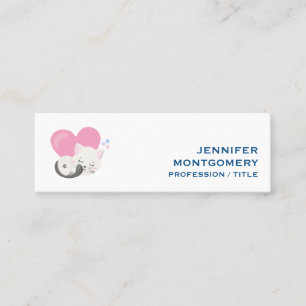 Sweet Kitty Cat Sleeping with a Big Heart in Back Mini Business Card
