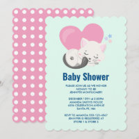 Sweet Kitty Cat Sleeping with a Big Heart Shower