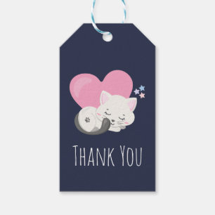 Sweet Kitty Cat Sleeping with a Heart Thank You Gift Tags