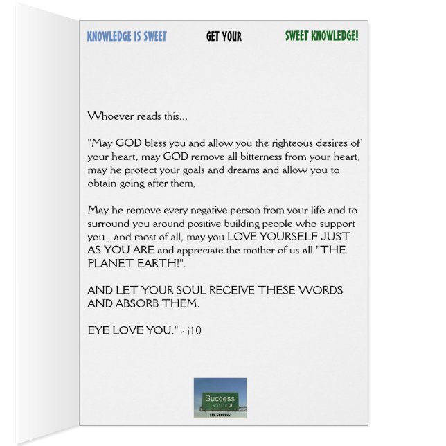 SWEET KNOWLEDGE CARD (Inside (Right))