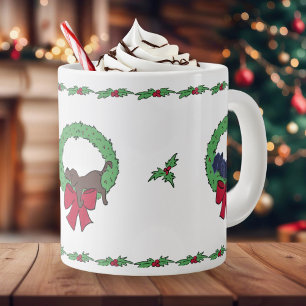 Sweet Lab Puppies Holiday Wreaths Festive White Large Coffee Mug