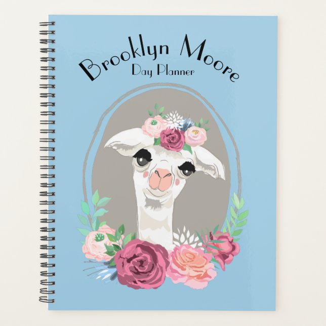 Sweet Lady Llama With Roses Planner (Front)